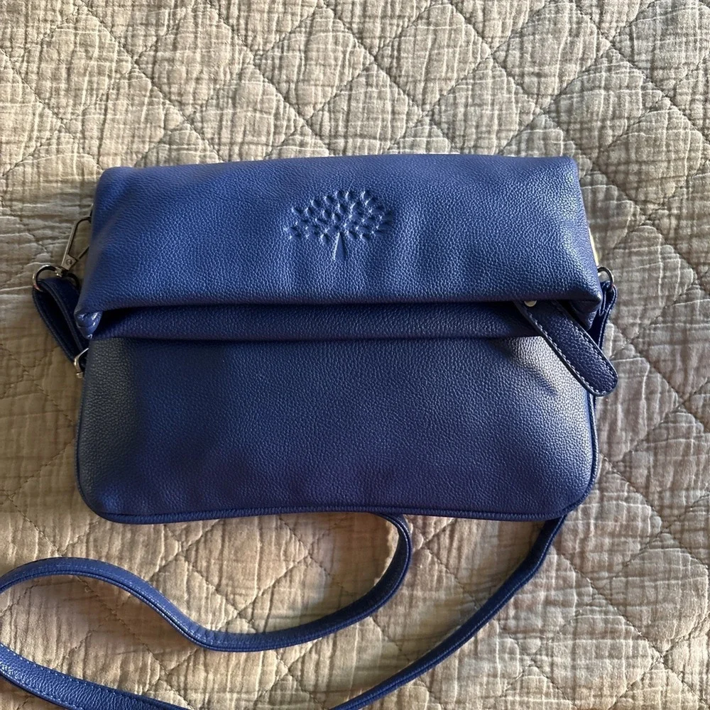 Mulberry‎ Satchel Bag Pigment Blue Pebble Leather Crossbody Handbag Designer